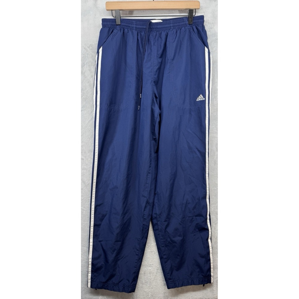 Adidas Track Pants 3-Stripes Blue Vintage 2001 Pockets Baggy Men's‎ Size Large L